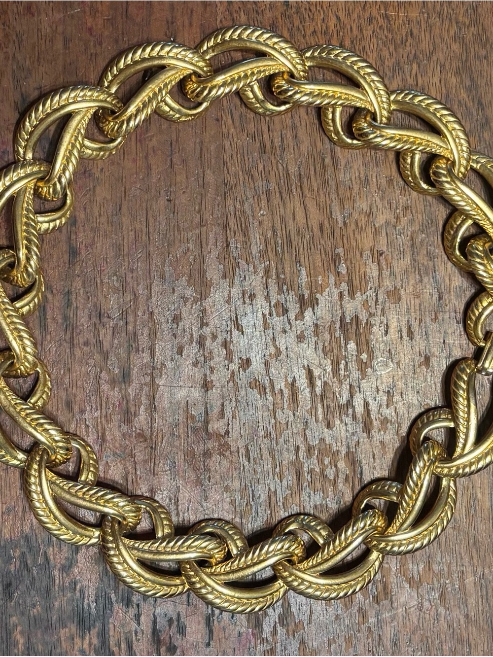 Vintage Gold-Tone Chunky Twisted Rope Necklace